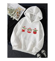 Baby Yoda Yılbaşı Ruhu Kapşonlu Sweatshirt (Beyaz)