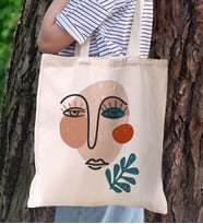 BK Gift Modern Art Tasarımlı Kanvas Bez Çanta, Baskılı Omuz Çantası, Alışveriş Çantası, Plaj Çantası, Arkadaşa Hediye (Model 6)