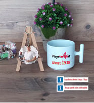 Fizyoterapist Kupa Bardak Beyaz ve Fotoğraflı Ahşap Anahtarlık Hediye (Model 12)