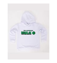 Hulk Baskılı Kapüşonlu Pamuklu Kumaş Çocuk Sweatshirt (Beyaz)
