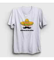 Presmono Unisex Sarı Senior Developer Yazılımcı T-Shirt 338843tt (Beyaz)