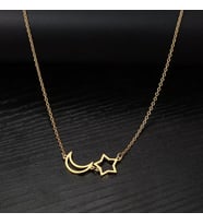 Kişiye Özel 925 Ayar Gümüş Ay Yıldız Kolye (Gold)