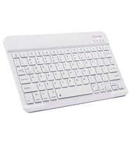 Telefon Tablet Bilgisayar Uyumlu Bluetooth Slim Şarjlı Kablosuz Klavye (Beyaz)