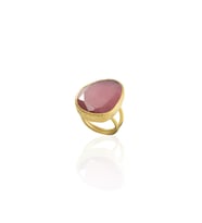Kadir Jewellery 22 Ayar Altın Kaplama Kadın Fosil Taşlı Yüzük (Pembe)