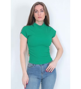 Kadın Kolsuz Likralı Bluz (Yeşil)