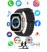 Oppo A77 Uyumlu Akıllı Saat Watch 8 Ultra 49MM AMOLED EKRAN (Siyah)