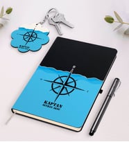 BK Gift Kişiye Özel Kaptan Beyaz Defter Kalem Ve Anahtarlık Hediye Seti-10 (Model 2)