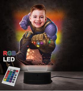 Doğum Günü Hediyesi,Sevgiliye Hediye, Kişiye Özel Fotoğraflı Thanos 2 Karikatür 3D Led Lamba (RGB)
