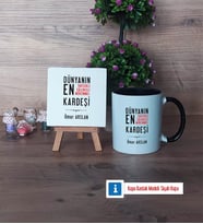 Erkek Kardeş Dekoratif Taş, Kupa Bardak Kırmızı Hediye (Model 10)