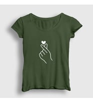 Presmono Kadın Sarı Finger Heart Bts T-Shirt 266408tt (Haki)