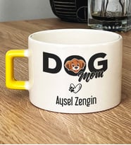 Kişiye Özel Dog Mom Hediye Lüks Fincan Köpek Annesi (Sarı)