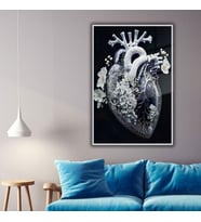 Metal Çerçeveli Cam Kardiyoloji Poliklinik Tablosu Kalp Tasarımı (Gümüş)