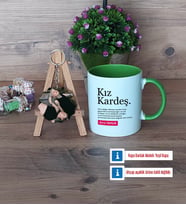 Kız Kardeş Kupa Bardak Beyaz ve Fotoğraflı Ahşap Anahtarlık Hediye (Model 14)