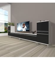 Decoraktiv Eko 9200T Mdf Krom Ayaklı Tv Ünitesi Tv Sehpası (Siyah - Beyaz)