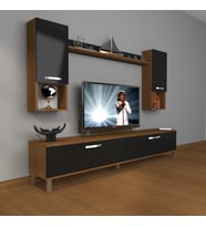 Decoraktiv Eko 5da Slm Std Krom Ayaklı Tv Ünitesi Tv Sehpası (Siyah - Ceviz)