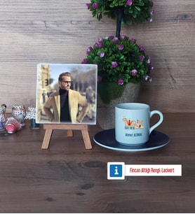 Tarih Öğretmenine Hediye Fotoğraflı Dekoratif Taş, Ahşap Altlıklı Türk Kahvesi Fincanı Hediye Öğretmenler Günü Hediyesi (Model 4)