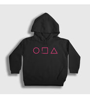 Presmono Unisex Çocuk Beyaz Purple Symbols Squid Game Kapüşonlu Sweatshirt 261247tt (Siyah)