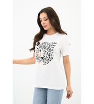 Kadın Leopar Baskılı T-shirt 1731-24 (Beyaz)