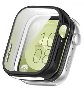 Huawei Watch Fit 3 Uyumlu Yumuşak Silikon 360 Tam Koruma Kasa ve Ekran Koruyucu (Siyah)