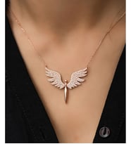 Papatya Silver 925 Ayar Mikail Meleği Gümüş Kolye (Rose)