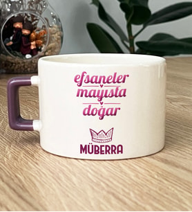 Kişiye Özel Boğa İkizler Burcu Hediye Lüks Fincan Doğum Günü Hediyesi (Mor)