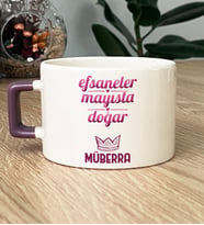 Kişiye Özel Boğa İkizler Burcu Hediye Lüks Fincan Doğum Günü Hediyesi (Mor)