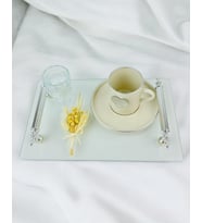 Devotion Damat Kahve Fincan Tepsisi (Beyaz)