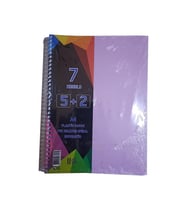 5+2 Ayraçlı Defter 7 Konulu 175 Yaprak 1 Adet 5 Kareli 2 Çizgili Spralli Plastik Kapak Seperatörlü (Lila)