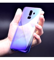 Galaxy J8 Kılıf Parlak Renk Geçişli Kılıf (Mavi)