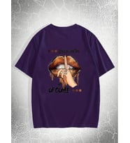 Unisex Enjoy Personel Time Baskılı Tasarım Tshirt (Mor)