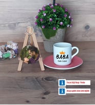 Babalar Günü Hediyesi Türk Kahvesi Fincanı Ahşap Altlıklı ve Fotoğraflı Ahşap Anahtarlık HediyeBabaya Hediye (Model 6)