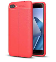 Asus Zenfone 4 Max ZC554KL Kılıf Deri Tarzı Niss Silikon Case (Kırmızı)