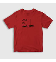 Presmono Unisex Çocuk Beyaz Css Is Awesome Developer Yazılımcı T-Shirt 357452tt (Kırmızı)
