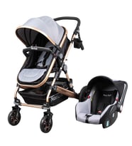 Norfolk  Baby Voyage Air Luxury 5in1 Travel Sistem Bebek Arabası - Ayak Örtüsü Hediye (Gri)