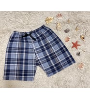 %100 Pamuk Kadın Yüksek Bel Dört Mevsim Şort Pijama  (Mavi)