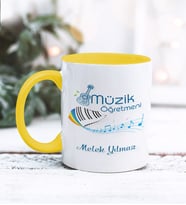 Müzik Öğretmeni Tasarımlı Kişiye Özel Kupa Bardak (Sarı)