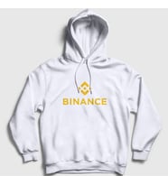 Presmono Unisex Beyaz Logo V2 Binance Bitcoin Kapüşonlu Sweatshirt 325017tt (Beyaz)