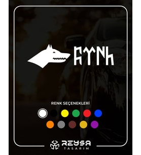 Kurt ve Türk Sticker siyah 20x10 CM (Beyaz)