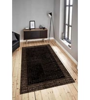 Dijital Baskılı Yıkanabilir Kaymaz Modern Renkli Salon Halısı Mutfak Halısı Yolluk ND-HY-1290 (Siyah)