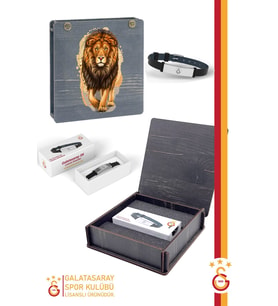 Galatasaray Orijinal Fashion Ayarlanabilir Bileklik Aslan Baskılı Ahşap Kutulu (Siyah)