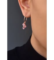 Papatya Silver 925 Ayar Gümüş Rose Kaplama Doğum Taşlı Kübik Drop Küpe (Pembe)