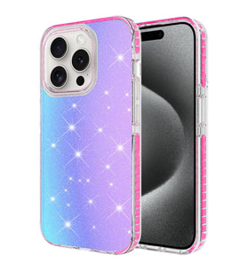iPhone 15 Pro Max Kılıf Parlak Renk Geçişli Velle Kılıf (Koyu Pembe)