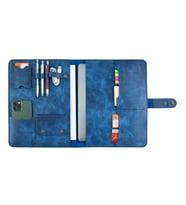 Twingold Kişiye Özel %100 Deri Rainbow Macbook Organizer 11" Antrasit (Saks Mavisi)
