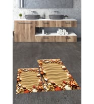 EVDEYA 3D Dijital Yıkanabilir Modern Desen İkili Banyo Halısı Paspas Klozet Takımı, KLOZET-47-KIRMIZI, (Çok Renkli)