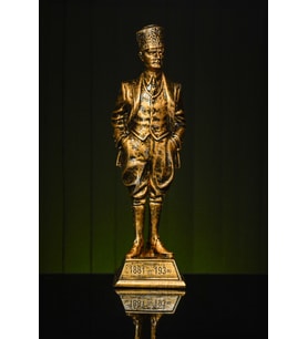Narçiçeği Takı ve Hediyelik Eşya Özel Tasarım Büyük Boy Mustafa Kemal Atatürk Altın / Bronz Heykel Biblo (Bronz)