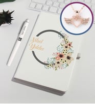 Kişiye Özel Defter Kalem Set 93121 (Mercan) Kolyeli