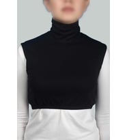 Sıfır Kol Balıkçı Yaka Tam Boğazlı Likralı Penye Kadın Yarım Body (Siyah)