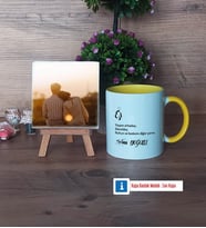 Eşe Hediye Fotoğraflı Dekoratif Taş, Kupa Bardak Beyaz Hediye (Model 7)