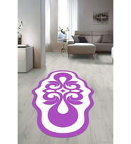 Dijital Baskılı Kaymaz Taban Yıkanabilir Lazer Kesim Salon Halısı Yolluk NLZR-HT-1016 (Mor)