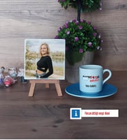 Radyoloji Teknikeri Fotoğraflı Dekoratif Taş, Ahşap Altlıklı Türk Kahvesi Fincanı Hediye (Model 5)